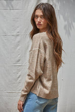 Load image into Gallery viewer, Knit Sweater With Contrast Stitches Detail -Brown