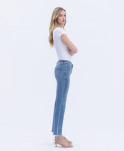 Load image into Gallery viewer, VERVET by FLYING MONKEY - MID RISE MEDIUM WASH RAW HEM CROP STRAIGHT JEANS V2750N