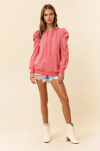 Load image into Gallery viewer, Puff Sleeve Striped Hoodie - Coral