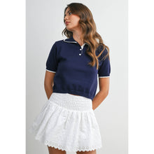 Load image into Gallery viewer, BUTTERMELON - Scalloped Trim Knit Polo Top - BMW8391