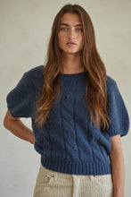 Load image into Gallery viewer, Knit Sweater Acrylic Nylon Wool Spandex Cable Detail - Gray