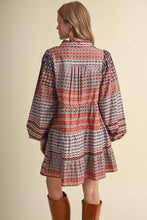 Load image into Gallery viewer, Print Button Down Mini Dress - Pink/Rust