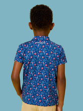 Load image into Gallery viewer, Boys Red White &amp; Boom Fireworks Knit Short Sleeve Performance Polo