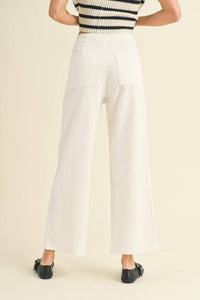 Washed Cotton Buttons Detailed Pants