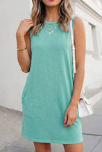 Load image into Gallery viewer, Mineral Wash Tank Mini Dress with Pockets - Blue