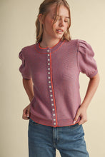 Load image into Gallery viewer, Striped Short Sleeve Puff Sweater
