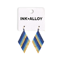 Load image into Gallery viewer, INK + ALLOY - Frida Diagonal Ombre Stripes Beaded Earrings Blue Wholesale