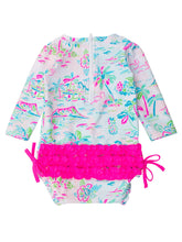 Load image into Gallery viewer, Baby Girls Tropical Resort Long Sleeve One Piece Rash Guard