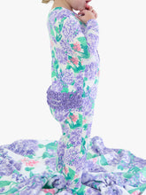 Load image into Gallery viewer, Baby Girls Bamboo Viscose Purple Hydrangea Garden Footed Ruffle One Piece Pajama