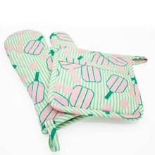 Load image into Gallery viewer, Pickleball Stripe Oven Mitt Set