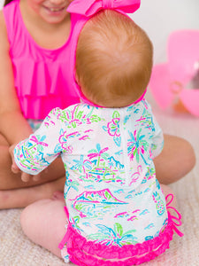 Baby Girls Tropical Resort Long Sleeve One Piece Rash Guard