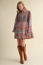 Load image into Gallery viewer, Print Button Down Mini Dress - Pink/Rust