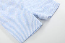 Load image into Gallery viewer, Blue Seersucker USA Flag Shortalls