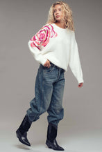 Load image into Gallery viewer, Sequin Floral Fuzzy Knit Sweater