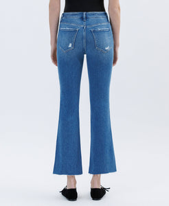 FLYING MONKEY - HIGH RISE RAW HEM BOOTCUT JEANS F6084
