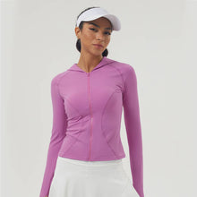 Load image into Gallery viewer, Sodalemon - Women Fall Winter Thumb Hole Hooded Zip-Up Sport Jacket