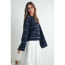 Load image into Gallery viewer, BUTTERMELON - Button Front Striped Cardigan - BMC7580