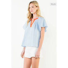 Load image into Gallery viewer, THML - /Size XL/ Short Sleeve Gimgham Patterned Top