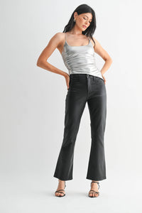 JUST BLACK DENIM - BP459J-C - COATED BLK - Slim Cropped Bootcut