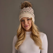 Load image into Gallery viewer, Panache Apparel Co. - Cream &amp; Pink Floral Pattern Pom Hat