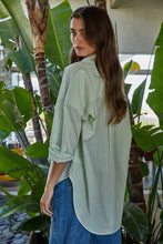 Load image into Gallery viewer, By Together - L8287 | Woven Cotton Polyester Striped Buttondown Shirt