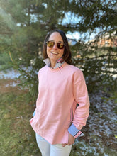 Load image into Gallery viewer, Pearly Vine - Danny Sweatshirt - Pink w Pink, White &amp; Navy Stripe Ribbon