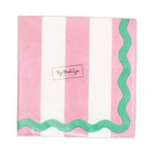 Load image into Gallery viewer, My Mind’s Eye - SPD1236 - Pink and Green Stripes and Ric Rac Cocktail Napkin