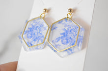 Load image into Gallery viewer, The Adorned Fox - Blue Chinoiserie Earrings, Drop Earrings, Dangle Earrings, S