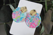 Load image into Gallery viewer, The Adorned Fox - Preppy Earrings, Colorful Notched Circle Earrings, Floral
