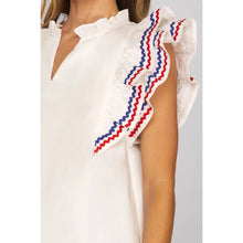 Load image into Gallery viewer, STYLE USA - RIC RAC TRIM DETAIL WOVEN TOP