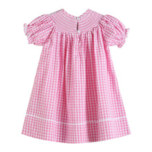 Load image into Gallery viewer, Pink Gingham Classic Smocked Bishop Dress