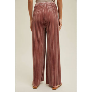 Crushed Velvet Wide Leg Pants