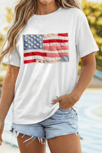 Load image into Gallery viewer, Faux Patchwork Printed US Flag Casual Tee
