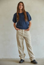 Load image into Gallery viewer, Knit Sweater Acrylic Nylon Wool Spandex Cable Detail - Gray