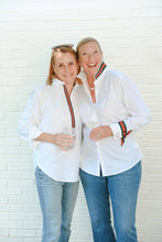 Load image into Gallery viewer, Audrey Ribbon FC - White w Green &amp; Red Stripe Ribbon