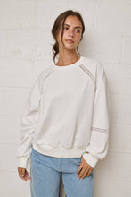 Load image into Gallery viewer, Lace Trim Cutout Sweatshirt - Lavender