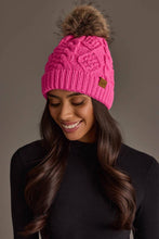 Load image into Gallery viewer, Panache Apparel Co. - Bright Pink Cable Knit Pom Hat