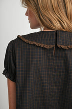 Load image into Gallery viewer, Plaid Peter Pan Collar Puff Sleeve Blouse-BMT8693