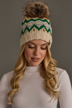 Load image into Gallery viewer, Panache Apparel Co. - Cream, Gold, Green &amp; Gray Patterned Pom Hat