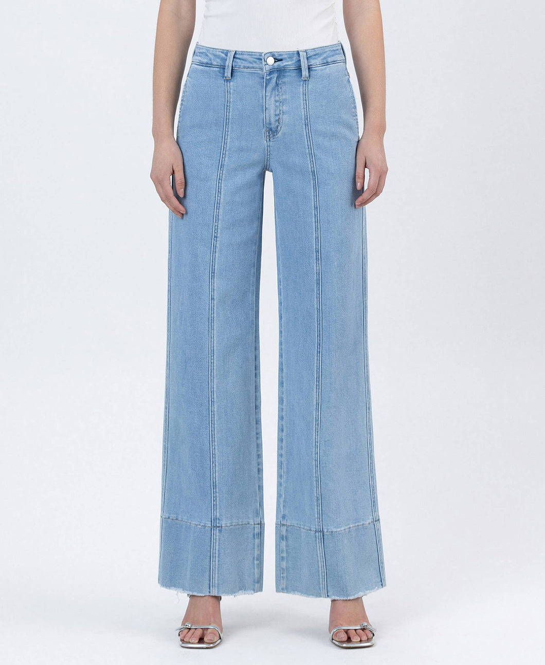 FLYING MONKEY - HIGH RISE SIDE POCKET TROUSER WIDE JEANS F5964