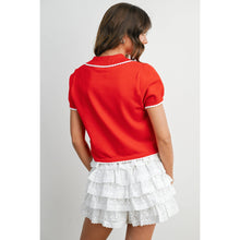 Load image into Gallery viewer, BUTTERMELON - Scalloped Trim Knit Polo Top - BMW8391