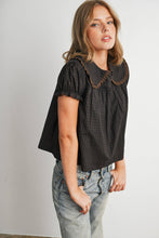 Load image into Gallery viewer, Plaid Peter Pan Collar Puff Sleeve Blouse-BMT8693