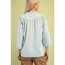 Load image into Gallery viewer, STYLE USA - Wide Sleeves  Ruffled Neck Blouse