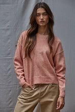 Load image into Gallery viewer, Knit Sweater With Contrast Stitches Detail - Rose