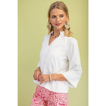 Load image into Gallery viewer, STYLE USA - Wide Sleeves  Ruffled Neck Blouse
