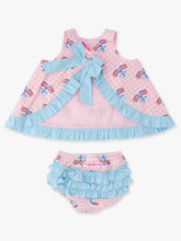 Load image into Gallery viewer, Baby Girls Pink Patriotic Gingham Ruffle Swing Top &amp; Bloomer Set