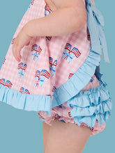 Load image into Gallery viewer, Baby Girls Pink Patriotic Gingham Ruffle Swing Top &amp; Bloomer Set
