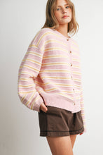 Load image into Gallery viewer, BUTTERMELON - Cozy Stripe Button-Up Cardigan- BMC8594