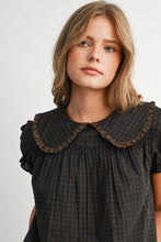 Load image into Gallery viewer, Plaid Peter Pan Collar Puff Sleeve Blouse-BMT8693