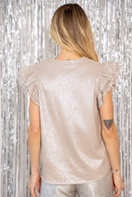 Load image into Gallery viewer, Crinkled Lurex Ruffle Sleeve Top